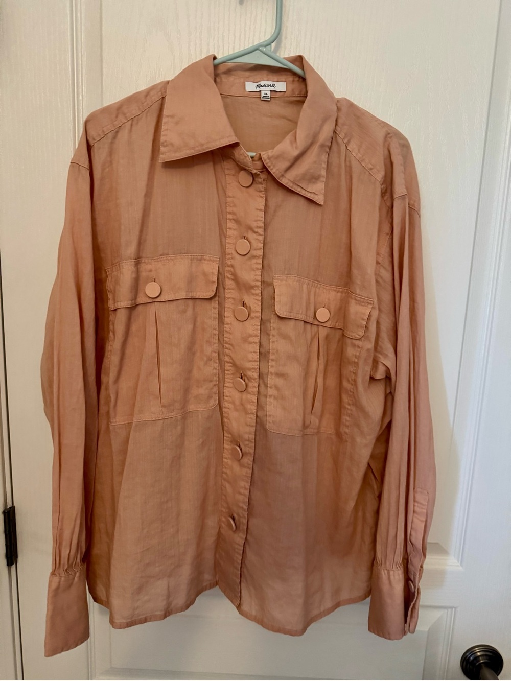 Madewell Button-Front Shirt in Warm Peach